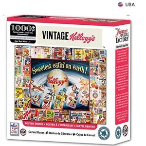 New🌟Kellogg's Vintage Cereal Boxes 1000 pc Jigsaw Puzzle Pop Culture Nostalgic